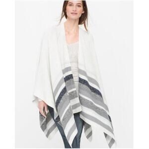 White House black market Ruana Cape striped, black, white gray one size medium